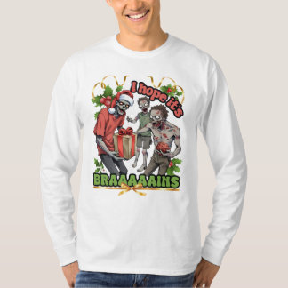 Ugly sweater Christmas party zombie brains T-Shirt