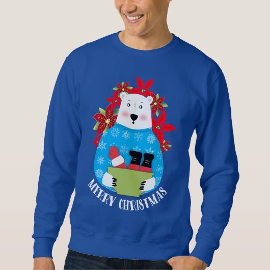 Ugly sweater Christmas polar bear eating Santa Sweatshirt (Vorderseite)