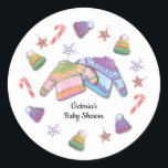 Ugly Sweater Christmas Runder Aufkleber<br><div class="desc">Wasserfarbe Ugly Christmas Sweater Party. Ideal für ein Geschlecht mit Babydusche! Entsprechende Artikel auf diesem!</div>