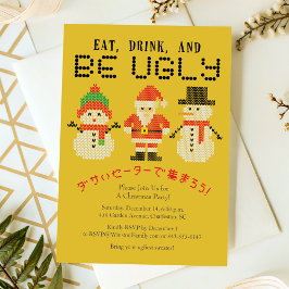 Ugly Sweater Christmas Santa Snowman Stickerei Einladung