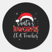 Ugly Sweater Christmas Santa's Favorite Ela Teache Runder Aufkleber (Vorderseite)
