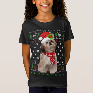 Ugly Sweater Christmas Shih Tzu Dog Puppy Xmas Paj T-Shirt