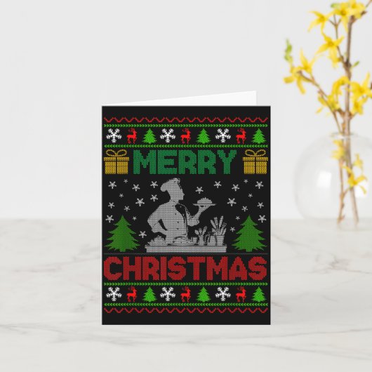 Ugly Sweater Christmas Tree Chef Cooking Job Pride Karte (Gelbe Blume)
