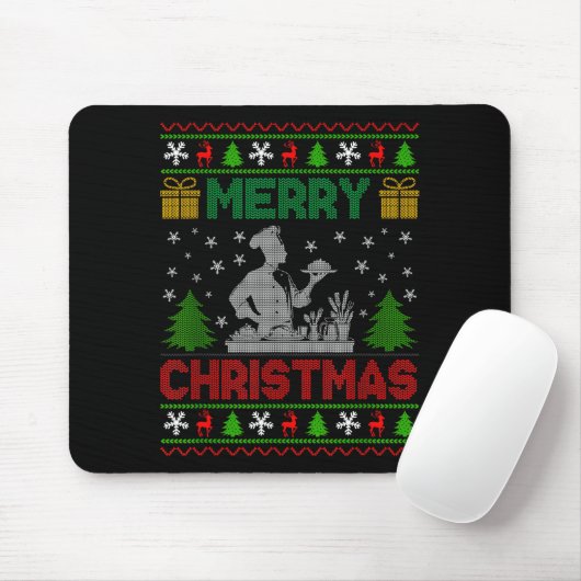 Ugly Sweater Christmas Tree Chef Cooking Job Pride Mousepad (Mit Mouse)