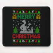 Ugly Sweater Christmas Tree Chef Cooking Job Pride Mousepad (Vorne)