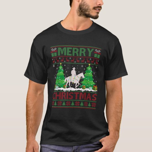 Ugly Sweater Christmas Tree Lighting Cowboy Ugly X T-Shirt (Vorderseite)