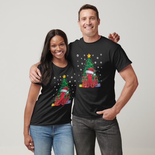 Ugly Sweater Christmas Tree Lights Octopus Santa H T-Shirt (Unisex)