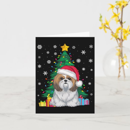 Ugly Sweater Christmas Tree Lights Shih Tzu Dog Sa Karte (Gelbe Blume)