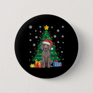 Ugly Sweater Christmas Tree Lights Weimaraner Hund Button