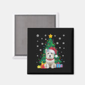 Ugly Sweater Christmas Tree Lights Westie Dog Sant Magnet (Vorderseite/Rückseite)