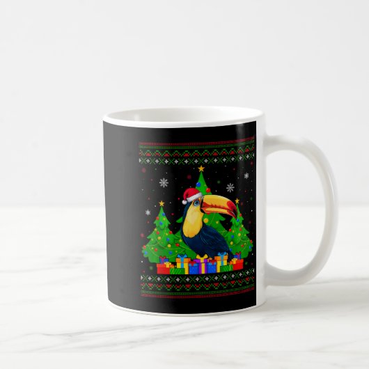 Ugly Sweater Christmas Tree Santa Hat Toucans Xmas Kaffeetasse (Rechts)