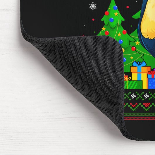 Ugly Sweater Christmas Tree Santa Hat Toucans Xmas Mousepad (Ecke)