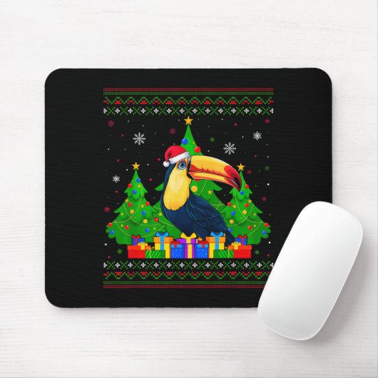 Ugly Sweater Christmas Tree Santa Hat Toucans Xmas Mousepad (Mit Mouse)