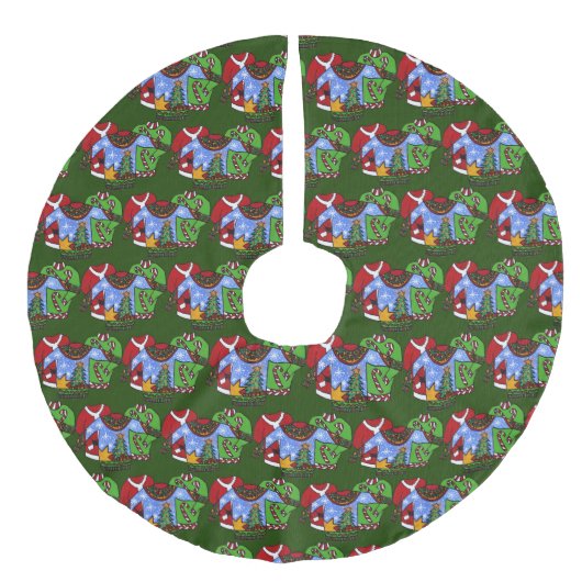Ugly Sweater Christmas Tree Skirt Leinenimitat Weihnachtsbaumdecke (Vorderseite)