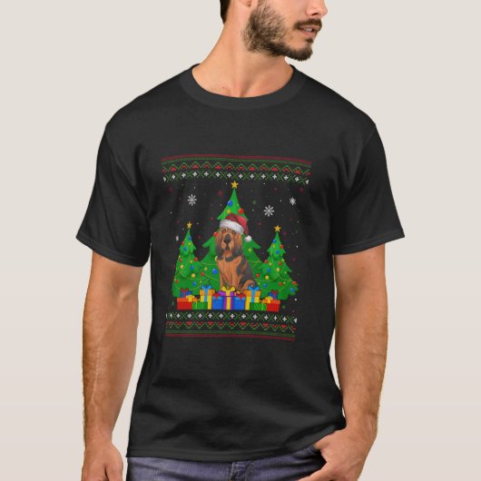 Ugly Sweater Christmas Tree Weihnachtsmannmütze Bl T-Shirt (Vorderseite)
