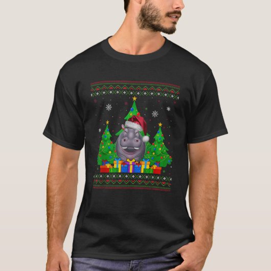 Ugly Sweater Christmas Tree Weihnachtsmannmütze Hi T-Shirt (Vorderseite)