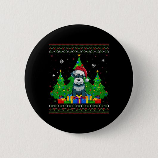 Ugly Sweater Christmas Tree Weihnachtsmannmütze Sc Button (Vorderseite)