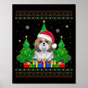 Ugly Sweater Christmas Tree Weihnachtsmannmütze Sh Poster