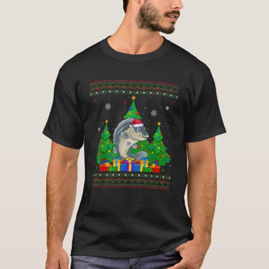 Ugly Sweater Christmas Tree Weihnachtsmannmütze Sh T-Shirt (Vorderseite)