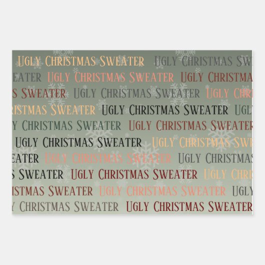 Ugly Sweater Christmas Wrapping Paper Set 3 Geschenkpapier Set (Vorderseite 3)