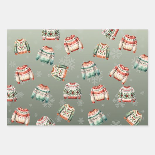 Ugly Sweater Christmas Wrapping Paper Set 3 Geschenkpapier Set (Vorderseite 2)