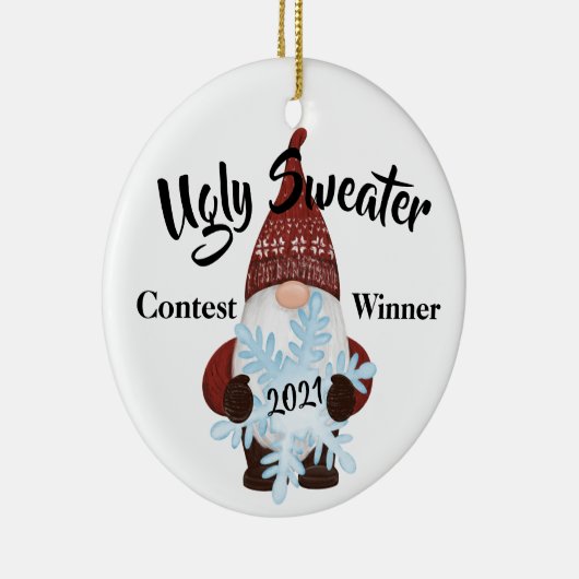 Ugly Sweater Contest Gewinner Preis Trophäe Orname Keramik Ornament (Rechts)