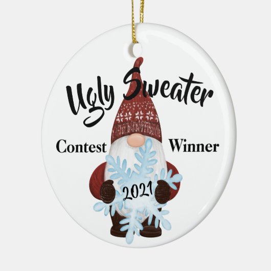 Ugly Sweater Contest Gewinner Preis Trophäe Orname Keramik Ornament (Links)