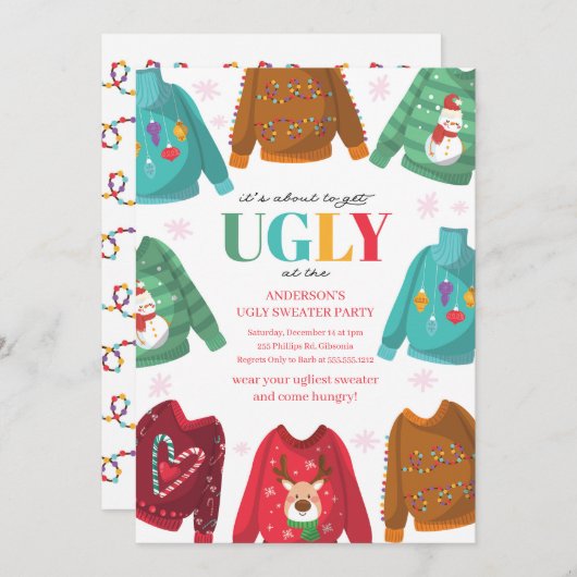 Ugly Sweater Contest Party Einladung (Vorne/Hinten)
