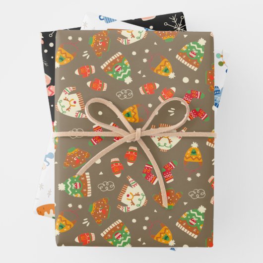 Ugly Sweater Cosy Christmas Set 3 Geschenkpapier Set (Beispiel)