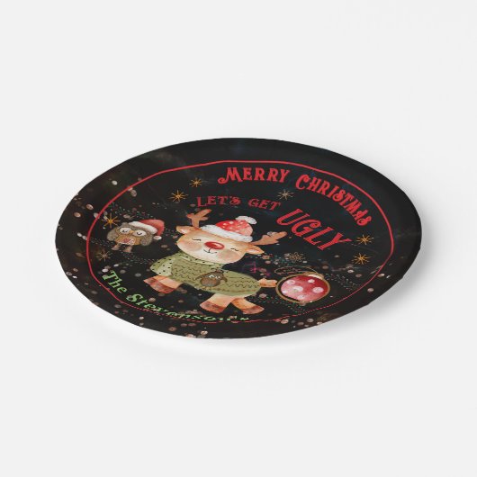 Ugly Sweater Dee & Owl Holiday Pappteller (Schrägansicht)
