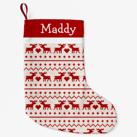 Ugly Sweater Deer Monogram Kleiner Weihnachtsstrumpf (Vorderseite)