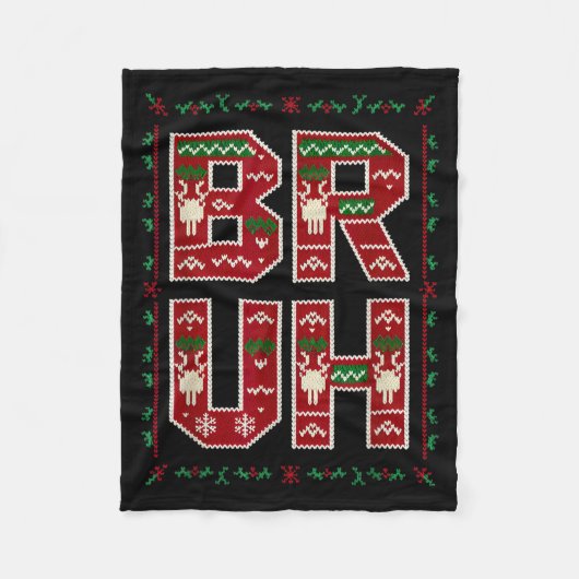 Ugly Sweater Design Bruh Funny Teens Boys Kids Xma Fleecedecke (Vorderseite)