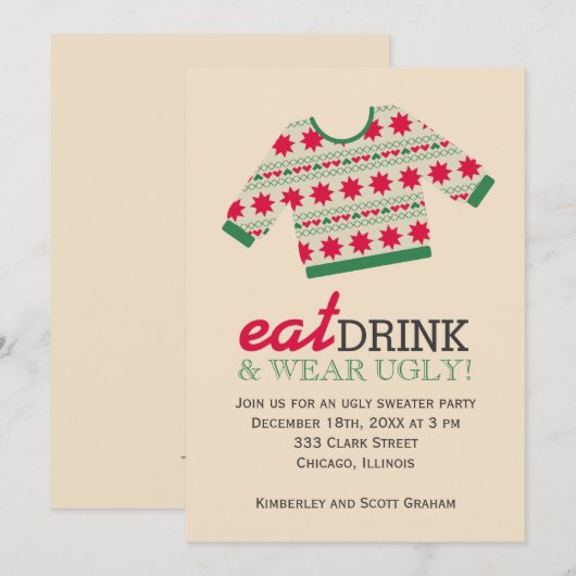 Ugly Sweater Einladung (Vorne/Hinten)