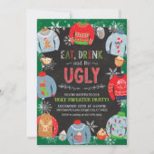 Ugly Sweater Einladung, trinken und sich verwöhnen Einladung (Vorderseite)