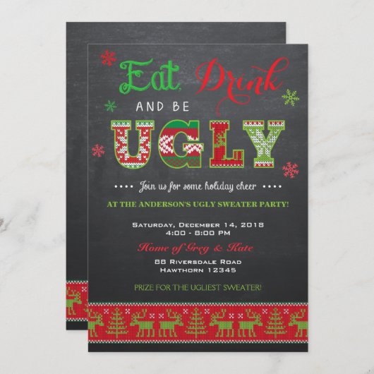 Ugly Sweater Einladung / Ugly Sweater Einladung (Vorne/Hinten)