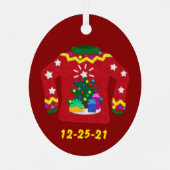 Ugly Sweater Felt Look Anpassen Ornament Aus Metall (Rückseite)