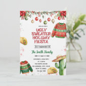 Ugly Sweater Fiesta Christmas party Invitation Einladung (Stehend Vorderseite)