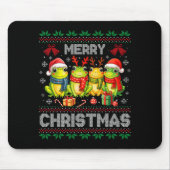 Ugly Sweater Frogs Santa Hat Reindeer Xmas Frog Lo Mousepad (Vorne)