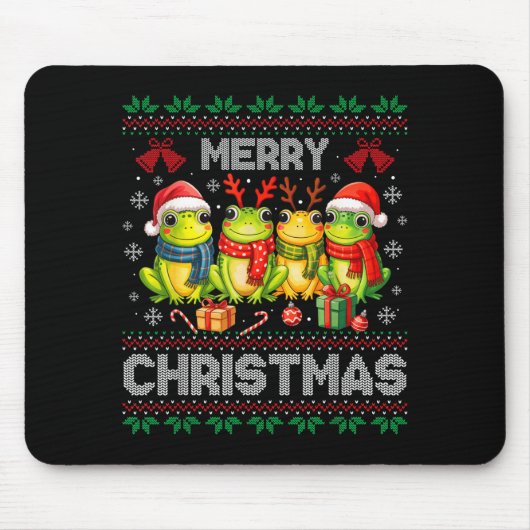 Ugly Sweater Frogs Santa Hat Reindeer Xmas Frog Lo Mousepad (Vorne)