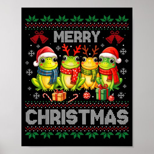 Ugly Sweater Frogs Santa Hat Reindeer Xmas Frog Lo Poster (Vorne)