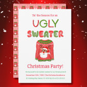 Ugly Sweater Funny Reindeer Weihnachtsfest Party Einladung