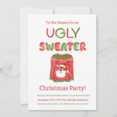 Ugly Sweater Funny Reindeer Weihnachtsfest Party Einladung (Vorderseite)