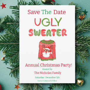 Ugly Sweater Funny Reindeer Weihnachtsfest Party Save The Date