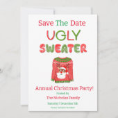 Ugly Sweater Funny Reindeer Weihnachtsfest Party Save The Date (Vorderseite)