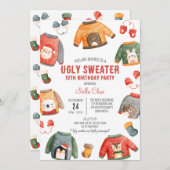 Ugly Sweater Geburtstagsparty, Weihnachten Geburts Einladung (Vorne/Hinten)