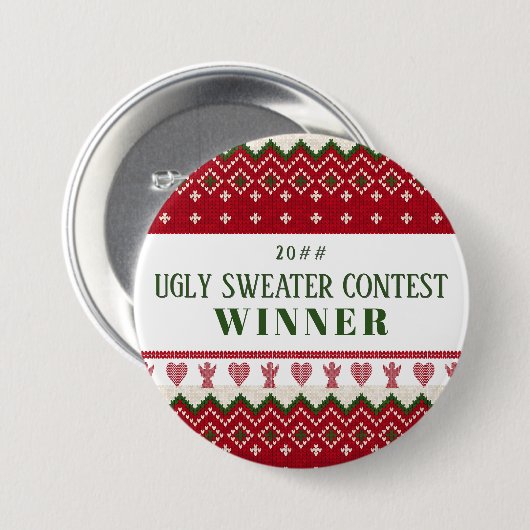 Ugly Sweater gegossen Hyge Angels Herz Weihnachten Button (Vorne & Hinten)