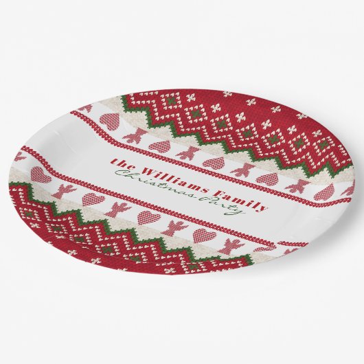 Ugly Sweater gegossen Hyge Angels Herz Weihnachten Pappteller (Schrägansicht)