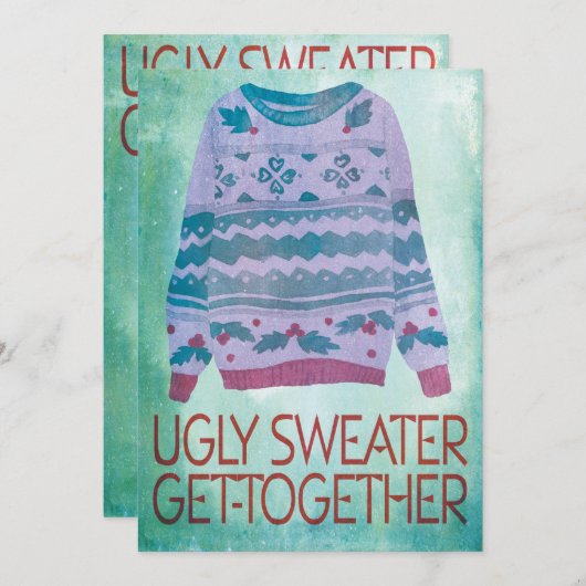 Ugly Sweater Get Together Holiday Party Einladung (Vorne/Hinten)