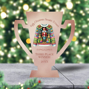 Ugly Sweater Gewinner Bronze 3rd Place Trophy Freistehende Fotoskulptur