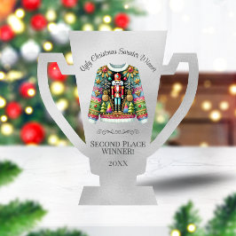 Ugly Sweater Gewinner Silver 2nd Place Trophy Freistehende Fotoskulptur
